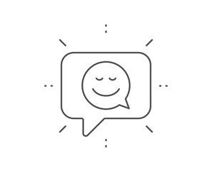 Comic speech bubble with Smile line icon. Chat bubble design. Chat emotion sign. Outline concept. Thin line smile icon. Vector