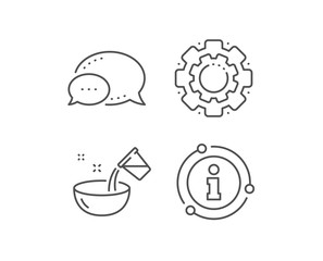 Cooking add water line icon. Chat bubble, info sign elements. Bowl sign. Food preparation symbol. Linear cooking water outline icon. Information bubble. Vector