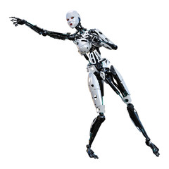 3D Rendering Female Robot on White