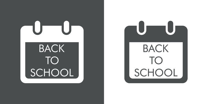 Logotipo con texto BACK TO SCHOOL en calendario en gris y blanco