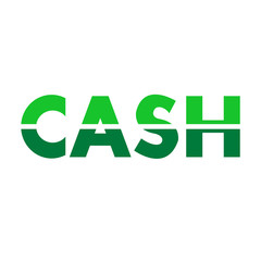 Logotipo con texto CASH dividido en verde y blanco