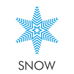 Obraz premium Logotipo con texto SNOW con estrella como copo de nieve en color azul