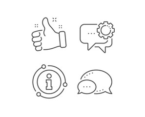 Employees messenger line icon. Chat bubble, info sign elements. Speech bubble sign. Chat message symbol. Linear employees messenger outline icon. Information bubble. Vector