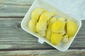 Fresh durian in foam box