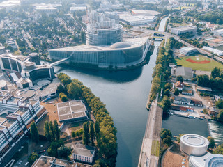 Aerial of the European Parliament in Strasbourg, France - obrazy, fototapety, plakaty