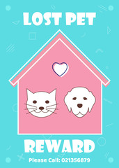 Lost pet animal banner template