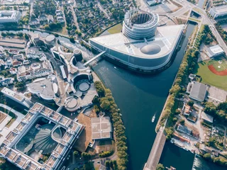 Rolgordijnen Aerial of the European Parliament in Strasbourg, France © SmallWorldProduction
