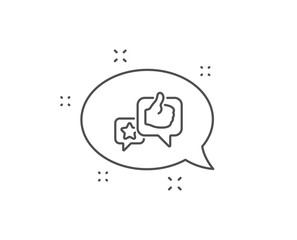 Star, like hand line icon. Chat bubble design. Feedback rating sign. Customer satisfaction symbol. Outline concept. Thin line like icon. Vector