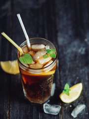 Long island cocktail on dark background