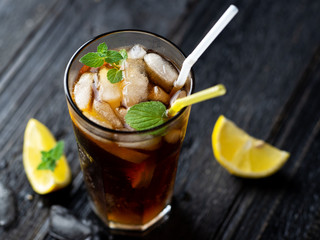 Long island cocktail on dark background