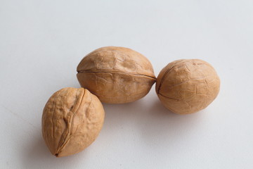 walnuts on white background
