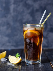 Long island cocktail on dark background