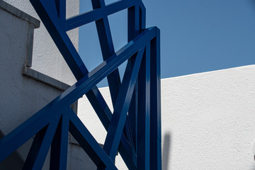 Blue and white stairs