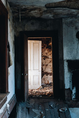 Fototapeta na wymiar Derelict Collapsing Room with Open Door - Abandoned House - Kentucky