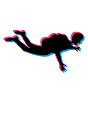 Fototapeta premium 3d fallschirmspringer silhouette absturz fliegen fallen tief boden diving springen schnell selbstmord fallschirm comic cartoon clipart cool lustig mann junge luft design