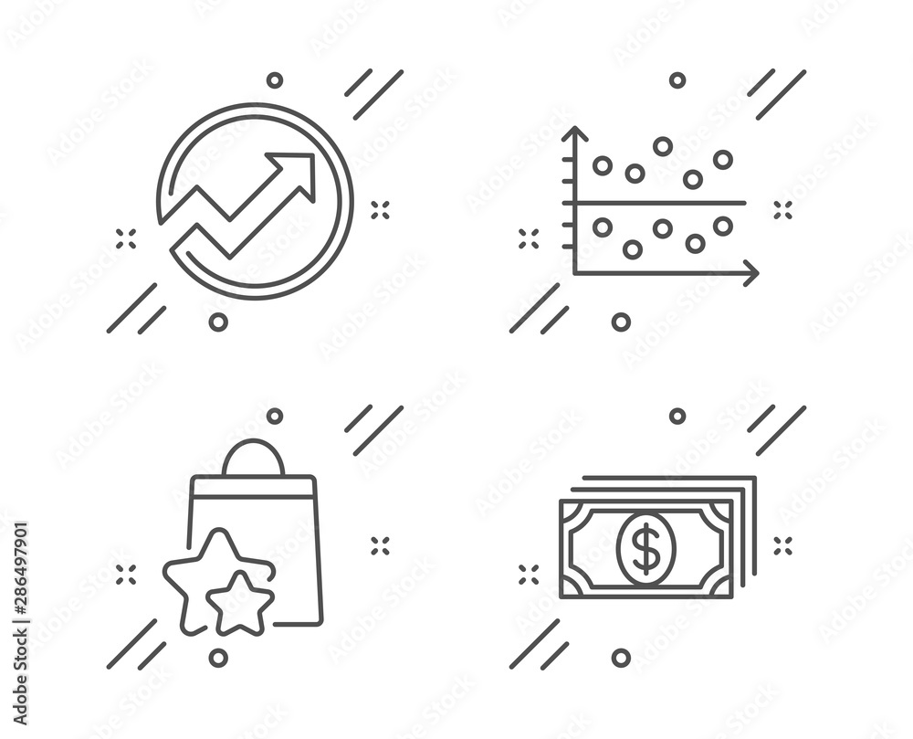 Wall mural dot plot, audit and loyalty points line icons set. payment sign. presentation graph, arrow graph, bo