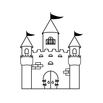 recommend clip art: Coloring book. Fairy Princess castle. Children activity worksheet. Children s art game. Vector illustration.