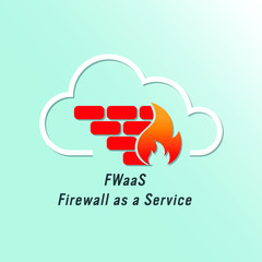 Vector illustration of cloud firewall icon. Firewall as a Service (FWaaS) concept. Network and Cyber security protection logo. Virtual infrastructure