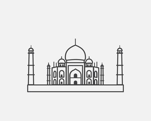 Taj mahal landmark icon vector