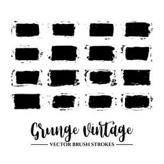 Set of black brush stroke and texture. Grunge vector abstract hand - painted element. Underline and border.