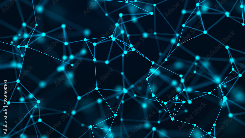 Poster Abstract communication background with connecting dots and lines. Plexus effect. 3d