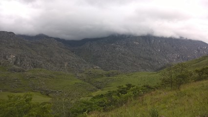 mountains with fog clouds 