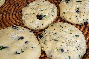 Raw fresh tasty healthy and delicious homemade olive pies.