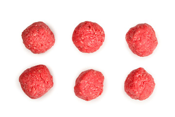 Raw meat balls isolated on white background.