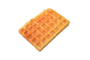 Belgian waffle isolated on white background.
