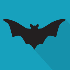 Halloween black bat icon- vector illustration