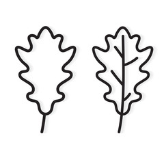 black outline of oak leaf icon- vector illustration