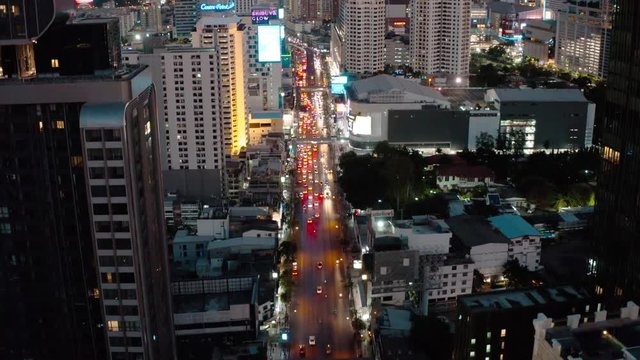 Siam and Rachathewi districts aerial views, rooftop bar, in Bangkok, Thailand