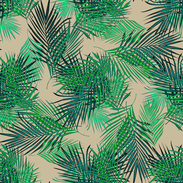 Tropical palm seamless pattern. Fern leaf wallpaper.