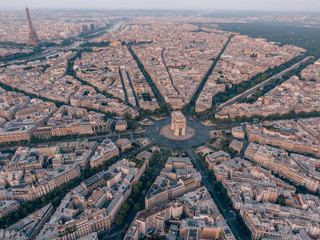 Aerial of the Arc de Triomphe in Paris, France - obrazy, fototapety, plakaty