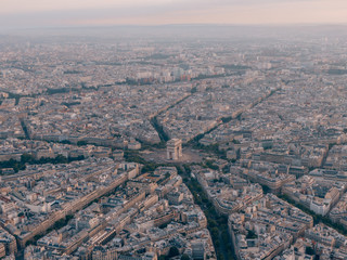 Aerial of the Arc de Triomphe in Paris, France