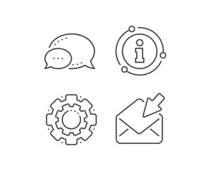 Open Mail line icon. Chat bubble, info sign elements. View Message correspondence sign. E-mail symbol. Linear open Mail outline icon. Information bubble. Vector