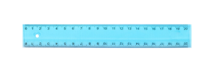 Science and education - Plastic blue school ruler isolated