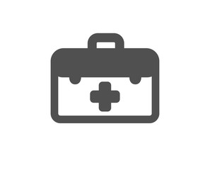 Medicical kit sign. First aid icon. Pharmacy medication symbol. Classic flat style. Simple first aid icon. Vector