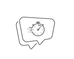 Timer line icon. Chat bubble design. Time management sign. Stopwatch symbol. Outline concept. Thin line timer icon. Vector