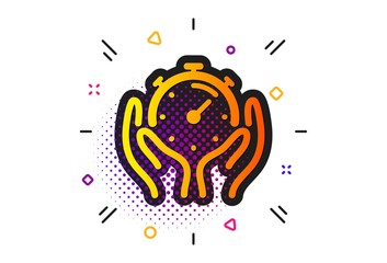 Time management sign. Halftone circles pattern. Timer icon. Stopwatch symbol. Classic flat timer icon. Vector