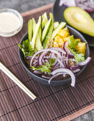 Angle view healthy raw food