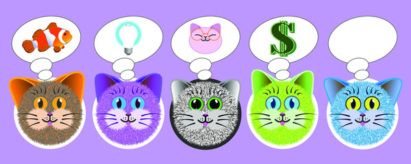 Obraz premium Fluffy cats dreaming of different things