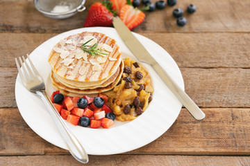 pancakes with red caviar