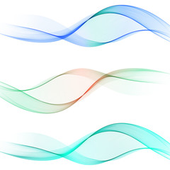  Set of horizontal elegant waves in blue tones.