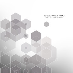  Gray abstract background of geometric shapes vector hexagons. Brochure Template