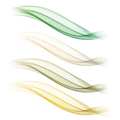  Set of color horizontal wavy waves