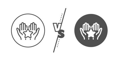 Holding star sign. Versus concept. Ranking line icon. Best rank symbol. Line vs classic ranking icon. Vector
