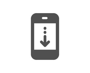 Scrolling screen sign. Scroll down phone icon. Swipe page. Classic flat style. Simple scroll down icon. Vector