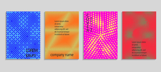 Minimalistic abstract vector halftone covers design. Future geometric template. Vector templates for placards, banners, flyers, presentations and reports