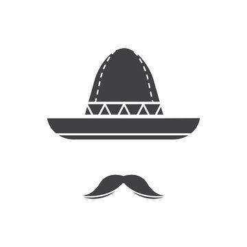 mexican hat and mustache vector icon illustration